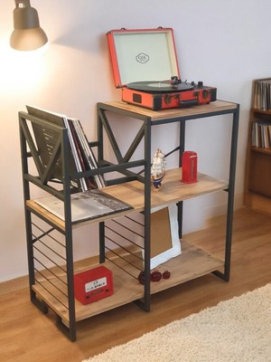Feyza Design Yüksekliği 90 cm Metal ve Ahşap Dekoratif Plak Standı