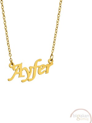 Bigakan 925 Ayar Gümüş Altın Kaplama Ayfer Isimli Kolye