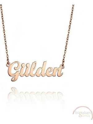 Bigakan 925 Ayar Gümüş Gülden Isimli Kolye Rose Kaplama