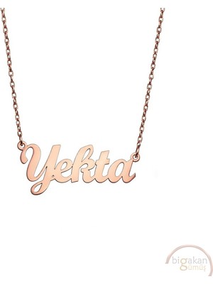 Bigakan 925 Ayar Gümüş Yekta Isimli Kolye Rose Kaplama