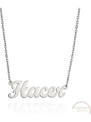 Bigakan 925 Ayar Gümüş Hacer Isimli Kolye