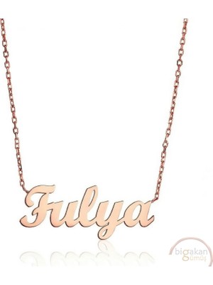 Bigakan 925 Ayar Gümüş Fulya Isimli Kolye Rose Kaplama