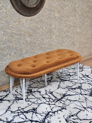 Sevinç Mobilya Ufo Oturak Bench - Beyaz Boyalı Telli Ayak - Oturak - Bench - Puf - Yatak Ucu Pufu