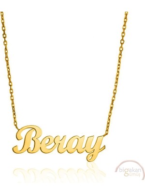 Bigakan 925 Ayar Gümüş Altın Kaplama Beray Isimli Kolye