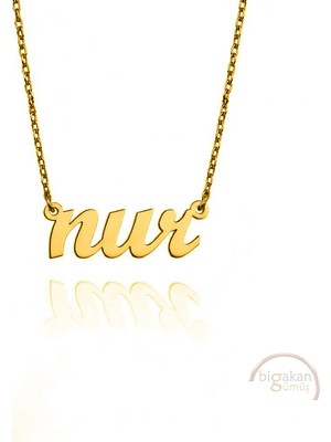 Bigakan 925 Ayar Gümüş Altın Kaplama Nur Isimli Kolye