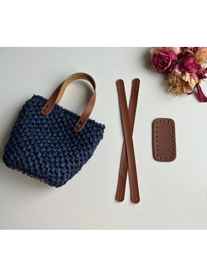 ZG Hobi Aksesuar Örgü Çantalar Için Suni Deriden Sap ve Taban Seti