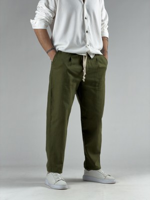 Cocopelli Haki Erkek Keten Pantolon COC3031