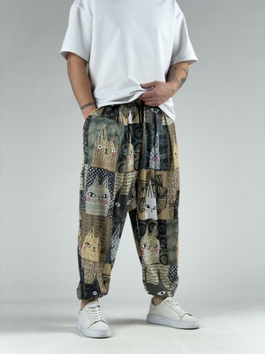 Cocopelli Kedi Desenli Erkek Yarım Şalvar COC3049