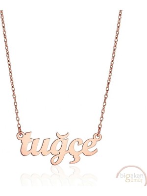 Bigakan 925 Ayar Gümüş Tuğçe Isimli Kolye Rose Kaplama