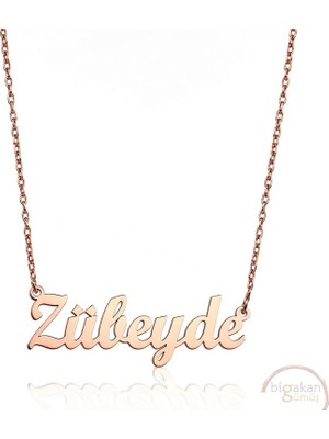 Bigakan 925 Ayar Gümüş Zübeyde Isimli Kolye Rose Kaplama