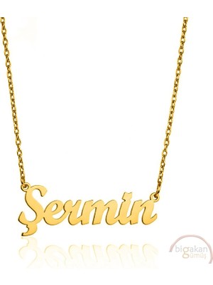 Bigakan 925 Ayar Gümüş Altın Kaplama Şermin Isimli Kolye