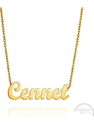 Bigakan 925 Ayar Gümüş Altın Kaplama Cennet Isimli Kolye