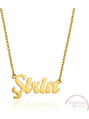 Bigakan 925 Ayar Gümüş Altın Kaplama Şirin Isimli Kolye