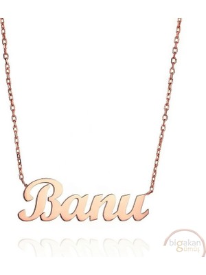 Bigakan 925 Ayar Gümüş Banu Isimli Kolye Rose Kaplama
