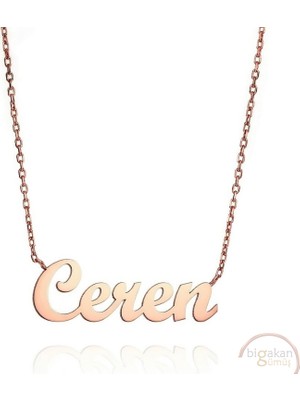 Bigakan 925 Ayar Gümüş Ceren Isimli Kolye Rose Kaplama