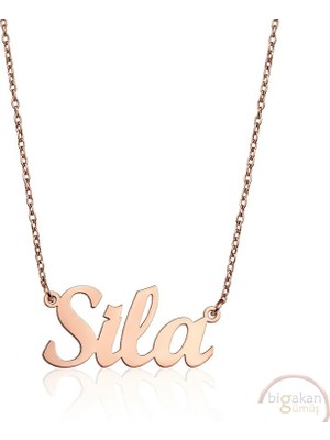 Bigakan 925 Ayar Gümüş Sila Isimli Kolye Rose Kaplama