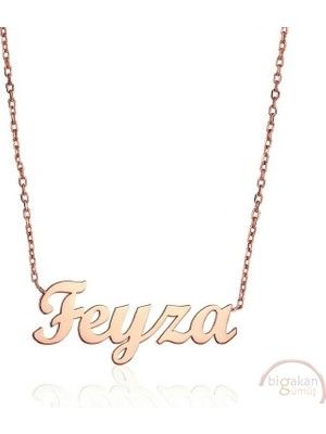 Bigakan 925 Ayar Gümüş Feyza Isimli Kolye Rose Kaplama