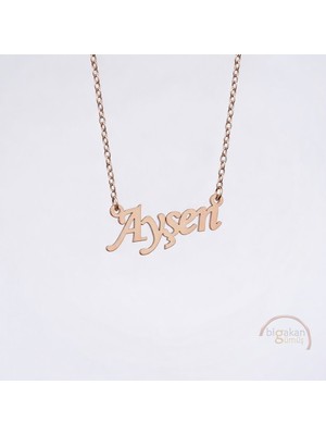 Bigakan 925 Ayar Gümüş Ayşen Isimli Kolye Rose Kaplama
