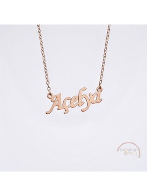 Bigakan 925 Ayar Gümüş Açelya Isimli Kolye Rose Kaplama