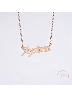 Bigakan 925 Ayar Gümüş Aysima Isimli Kolye Rose Kaplama