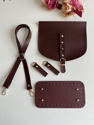 ZG Hobi Aksesuar Örgü Çantalar Için Suni Deriden Askı,kapak,taban,böce Set