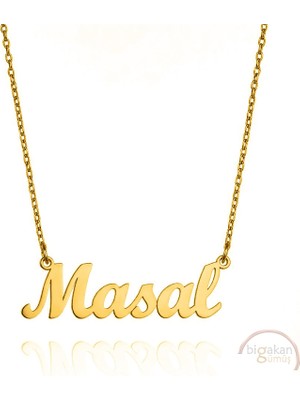 Bigakan 925 Ayar Gümüş Altın Kaplama Masal Isimli Kolye