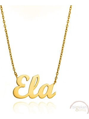 Bigakan 925 Ayar Gümüş Altın Kaplama Ela Isimli Kolye