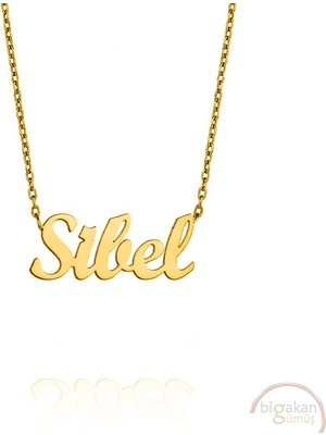 Bigakan 925 Ayar Gümüş Altın Kaplama Sibel Isimli Kolye