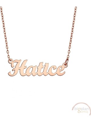 Bigakan 925 Ayar Gümüş Hatice Isimli Kolye Rose Kaplama