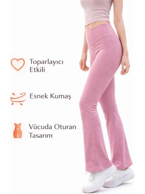 Sechoni Kadın Yüksek Bel Toparlayıcı Flare Tayt Pembe