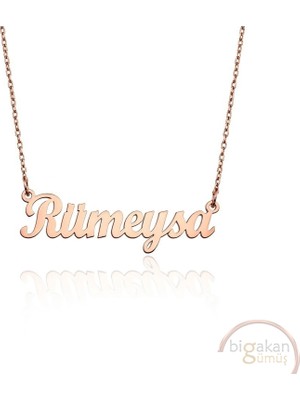 Bigakan 925 Ayar Gümüş Rümeysa Isimli Kolye Rose Kaplama