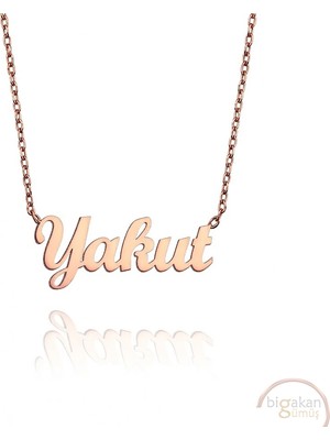 Bigakan 925 Ayar Gümüş Yakut Isimli Kolye Rose Kaplama