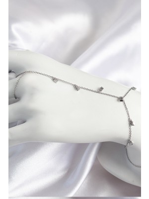 Inure Jewelry Pirinç Zirkon Taşlı Sallantılı Model Gümüş Renk Kadın Şahmeran