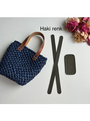 ZG Hobi Aksesuar Örgü Çantalar Için Suni Deriden Sap ve Taban Seti