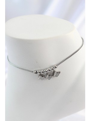 Inure Jewelry 316L Çelik Gümüş Renk Simli Kelebek Model Kadın Halhal