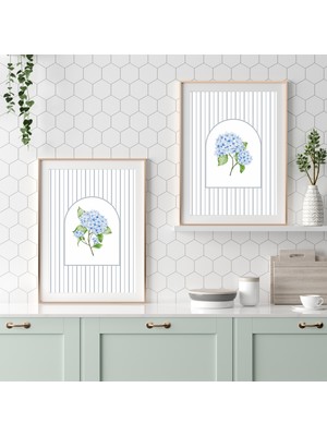 (Çerçevesiz) Ortanca Çiçeği Ilkbahar Temalı 2 Li Poster Seti