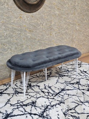 Sevinç Mobilya Ufo Oturak Bench - Beyaz Boyalı Telli Ayak - Oturak - Bench - Puf - Yatak Ucu Pufu