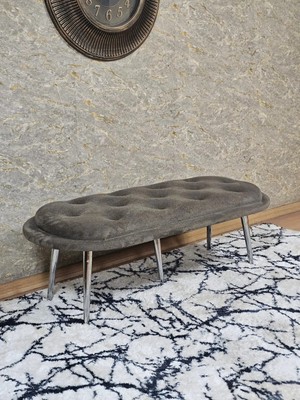 Sevinç Mobilya Ufo Oturak Bench - Krom Kaplama Sivriltme Ayak - Oturak - Bench - Puf - Yatak Ucu Pufu