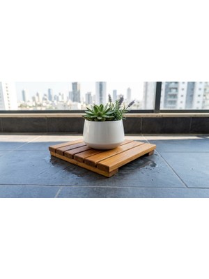 Afro Garden Saksı Altlığı 30X30 cm - Masif Teak