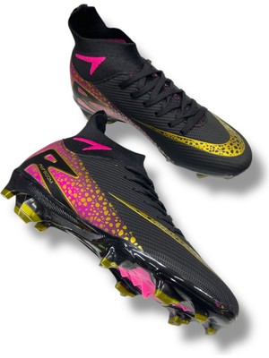 Laliga 610 Süperfly Özel Taban Çoraplı Krampon Siyah Altın Desenli