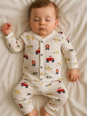 Saye Kids Traktör Desen Bebek Pijama Takımı