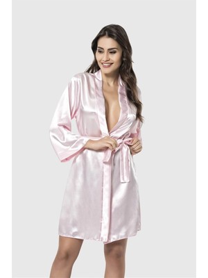 Toyigoo Ieg™ Pembe Kısa Saten Sabahlık
