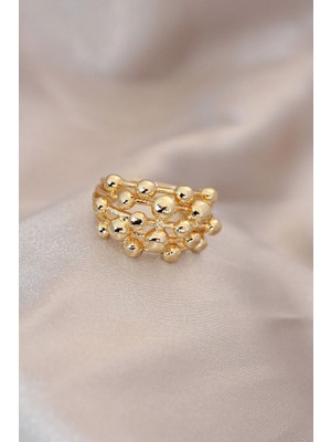 Toyigoo Ietaks™ Ayarlamalı Gold Renk Metal Bombeli Boluncuk Model Yüzük