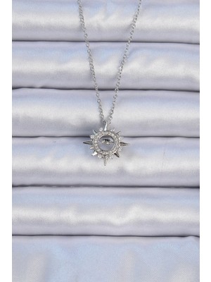 Toyigoo Ietaks™ 316L Çelik Zincir Gümüş Renk Zirkon Taşlı Parlayan Yıldız Kolye