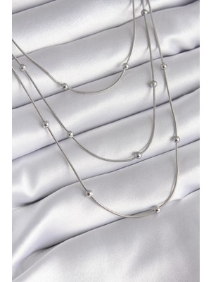 Toyigoo Ietaks™ 316L Çelik Gümüş Renk 3'lü Topçuk Detay Kadın Kolye