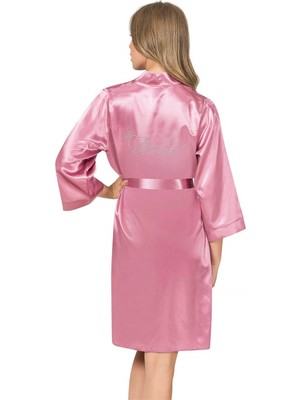 Toyigoo Ieg™ Gül Kurusu Kısa Saten Bride Sabahlık