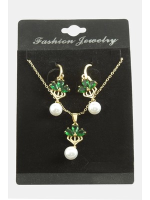 Toyigoo Ieg™ Çiçek Inci Zirkon Taşlı Set Kolye