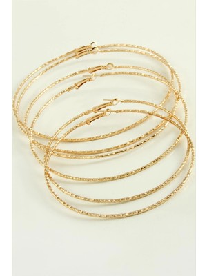 Toyigoo Ieg™ Çizgifli Desenli Metal Halka Küpe 6 Adet