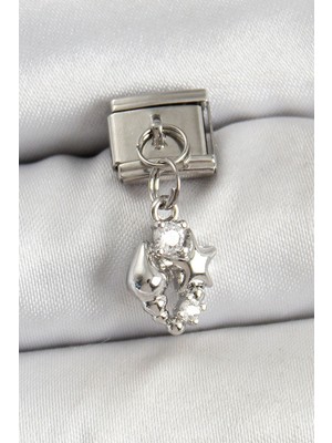 Toyigoo Ietaks™ 316L Çelik Sallantılı Zirkon Taşlı Deniz Kabuğu ve Yıldız Model Gümüş Renk Nom