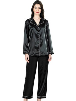 Toyigoo Aria's Closet Siyah Ikili Saten Gecelik Pijama Takımı 7647